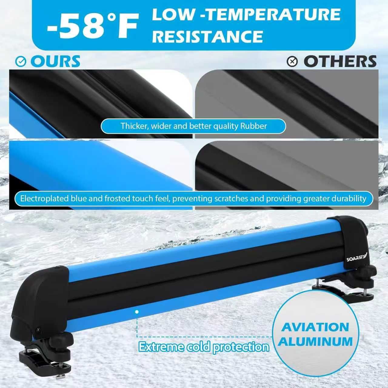 Multi-Purpose Alumium Blue Ski Rack With Ski Strap Carrier, For Skis, Snowboards, Fishing Rods