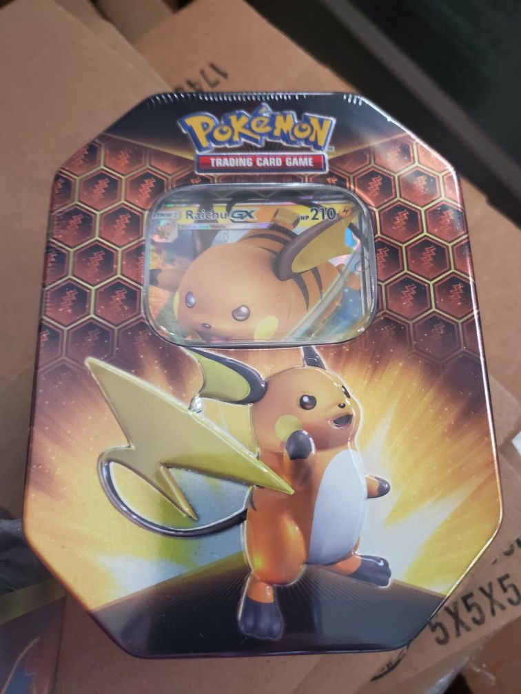 Pokémon Hidden Fates Raichu-GX Tin Factory sealed