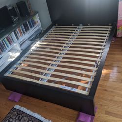 MALM Bed frame, black-brown/Luröy, Queen