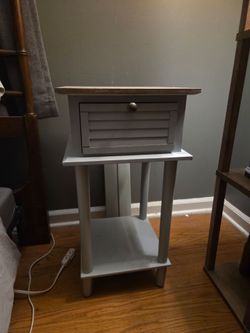 Solid wood grey side table