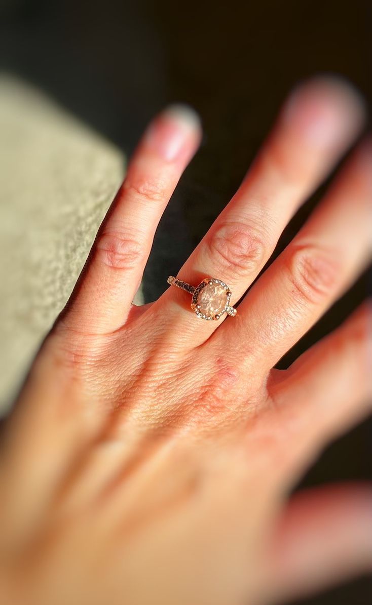 1 Carat Morganite & Diamond Engagement Ring - Must Sell