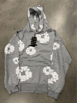 Grey and white Denim Tear hoodie