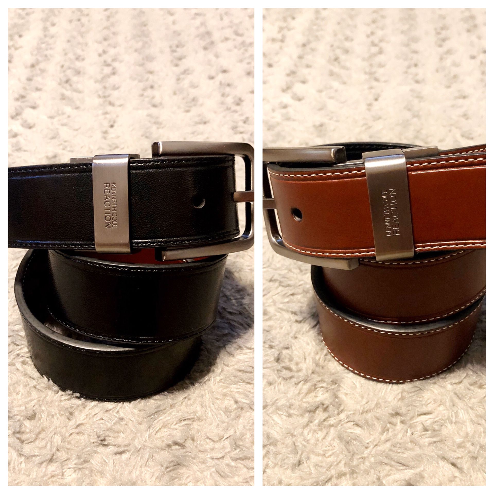 New! Men’s Kenneth Cole belt paid $40 size 32 Medium. Fully reversible Black & brown leather. Brand new never worn! 40in total length.