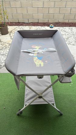 Baby Changing Table, Foldable Diaper Change Station with Side Basket