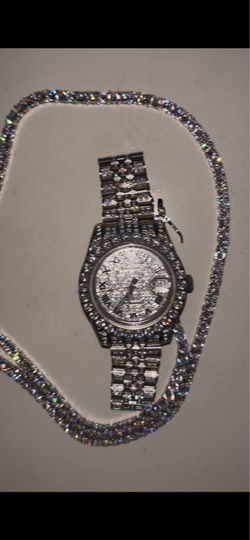 Luxury men’s watch and chain moissanite