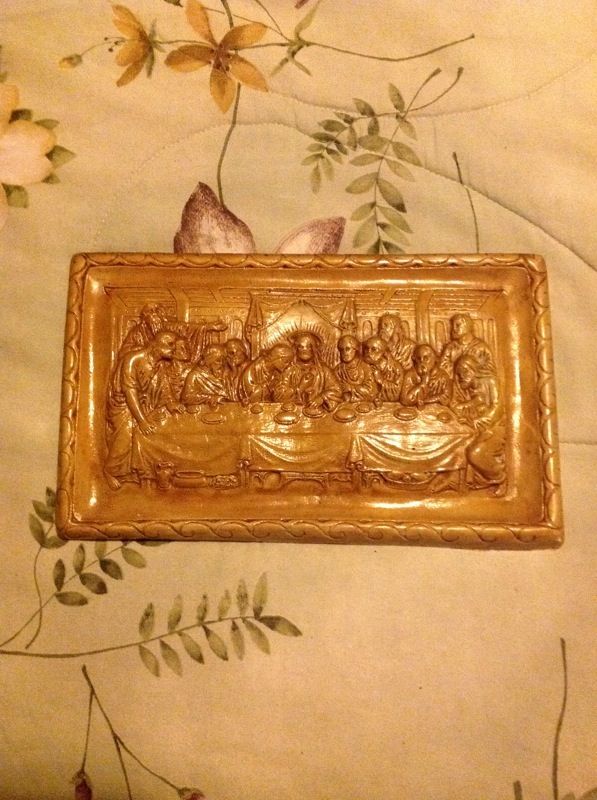 1970 vintage last supper ceramic wall sculpture