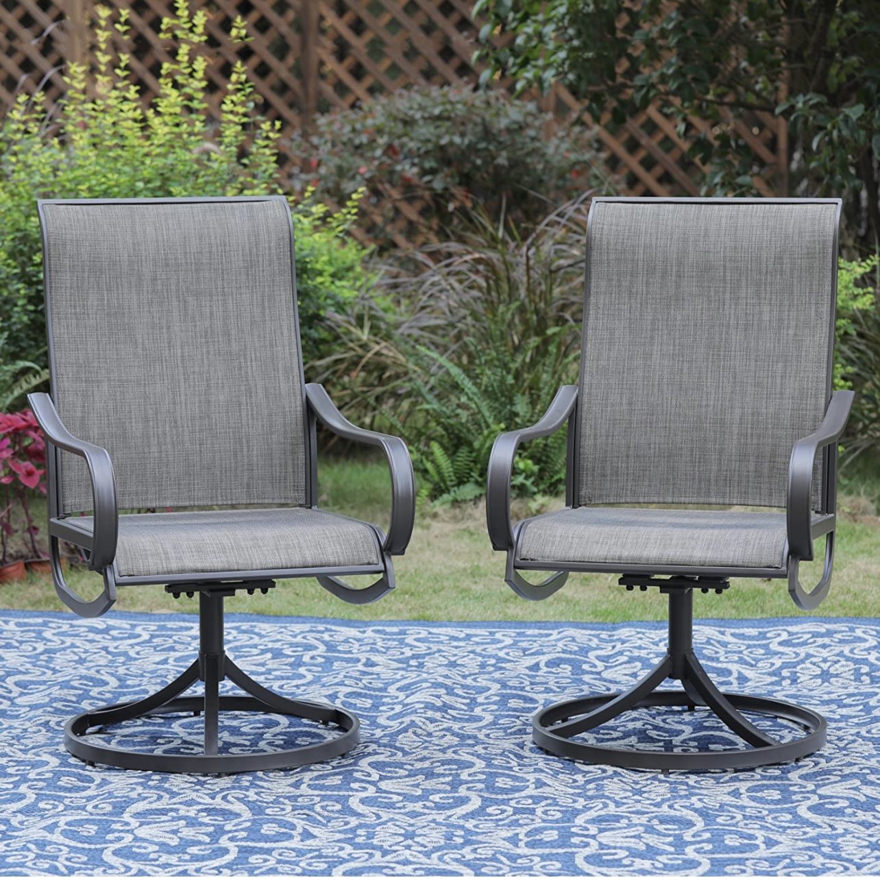 Outdoor Patio Swivel Dining Chairs 2pcs (E02GF093 B)