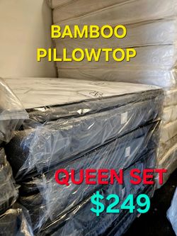 BAMBOO PILLOWTOP  !! QUEEN SET $249 !! == MATTRESS AND BOX SPRING