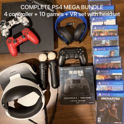 🎮 COMPLETE PS4 + PSVR MEGA BUNDLE - 4 Controllers & 10 Games