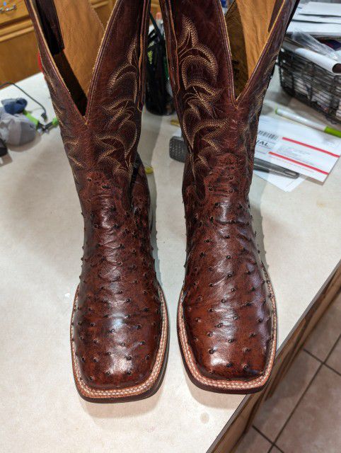 EL Dorado Men's (Full Quill) Ostrich Boots (Square Toe) Size 12