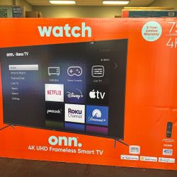 75” Onn 4k Smart Roku TV