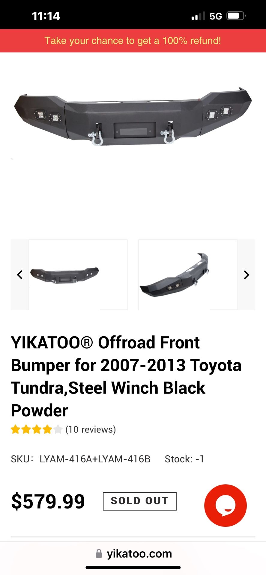 YIKATOO® Offroad Front Bumper for 2007-2013 Toyota Tundra,Steel Winch Black Powder