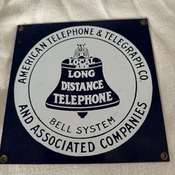 American Telephone & Telegraph Vintage Sealed Porcelain Sign