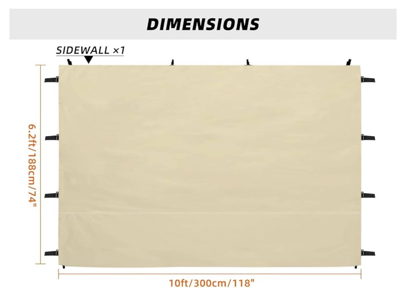Canopy Sidewalls For 10x10 Canopy- Straight Leg