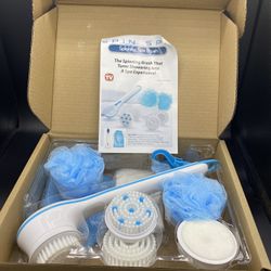 New Spin Spa Spinning Spa Body Brush Shower Pamper Cleanse with 5 Attachments