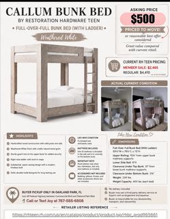 RH Teen Callum Full-Over-Full Bunk Bed