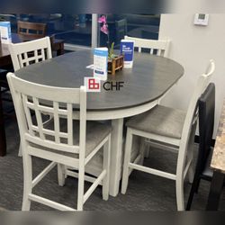 5 Pc Counter height round dining table set 