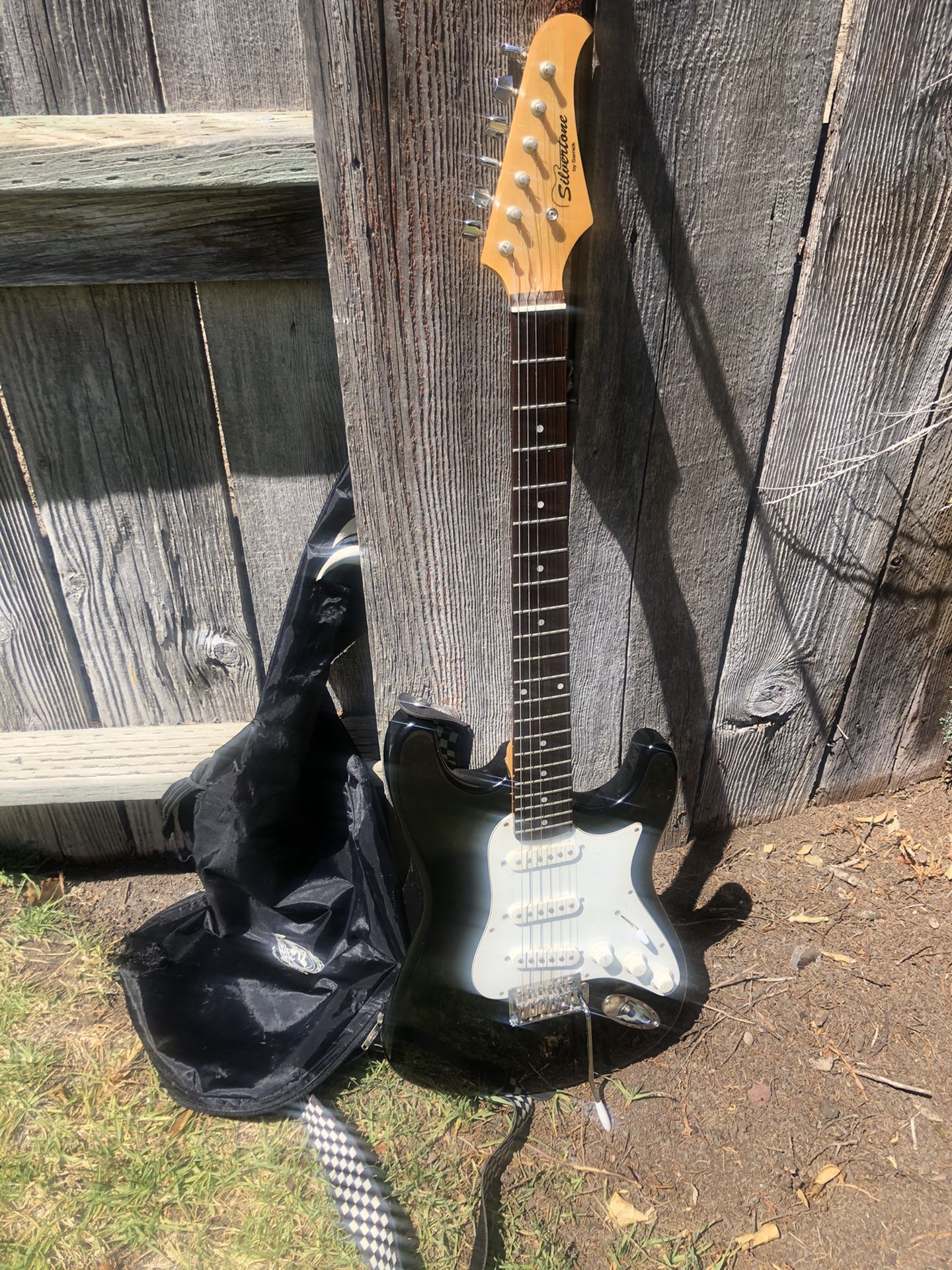 Silvertone Stratocaster Guitar And Gig Bag 