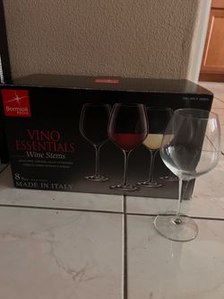 New Bormioli Vino Essential 8 Wine Stems Glasses - Made in Italy