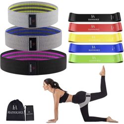 Exercise Resistance Workout Bands Set: Women Fabric Hip Booty Loop Cotton Band for Training Legs Arms Butt Squat Pilates Stretching Physical Therapy Y