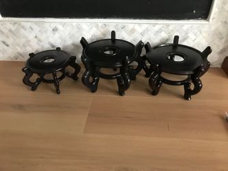 A group of 3 Oriental wood Fish Bowl/Plant Stands