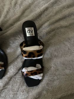 dv Dolce Vita Leopard Print Heeled Slides Size 10