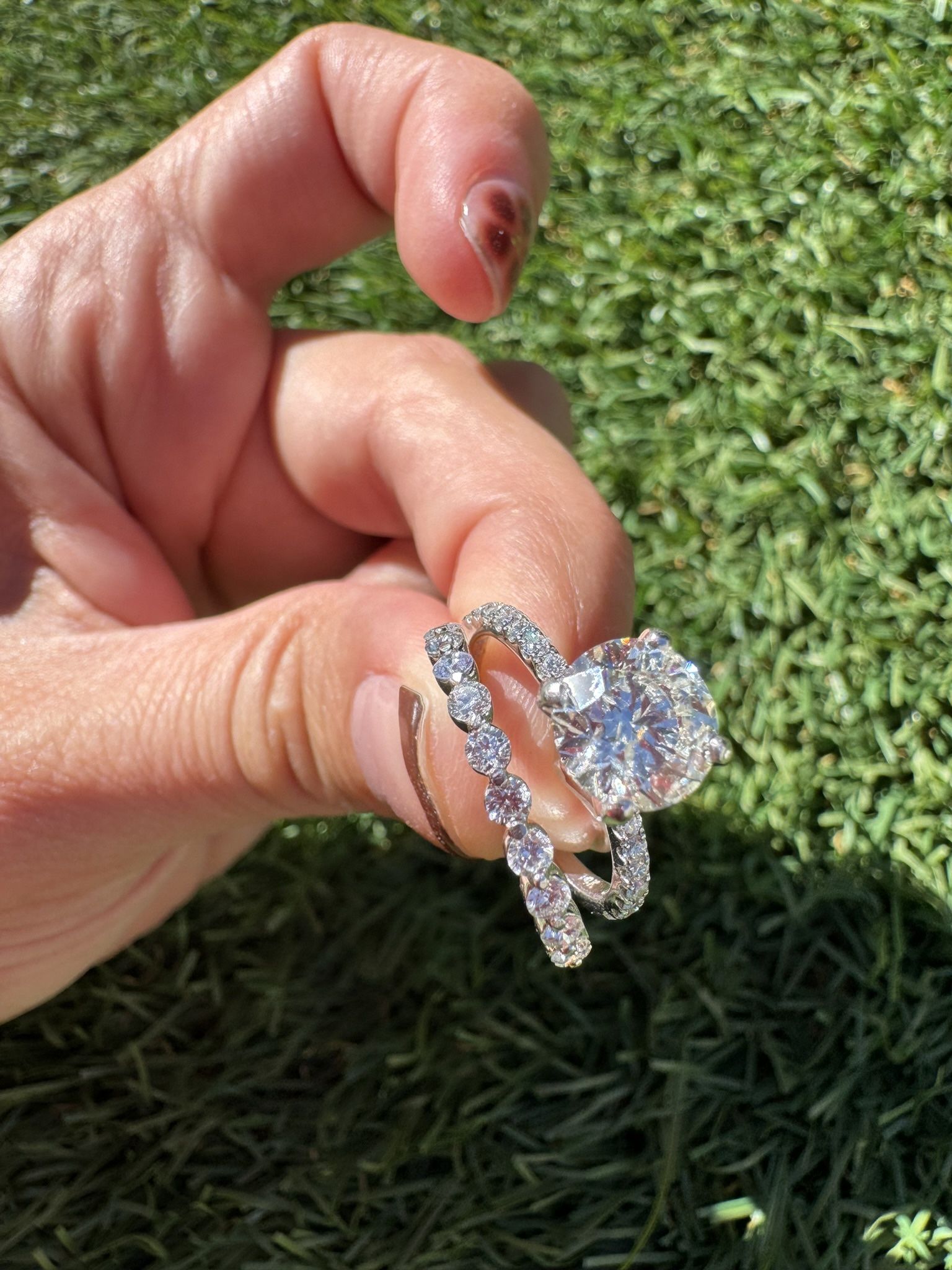 1.73 Carat Natural Diamond Engagement Ring And Wedding Band Set