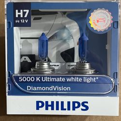 Philips H7 Diamond Vision Car Headlight 12V 55W 5000K White Auto Halogen Bulbs