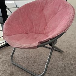 Round Fluffy Pink Chair