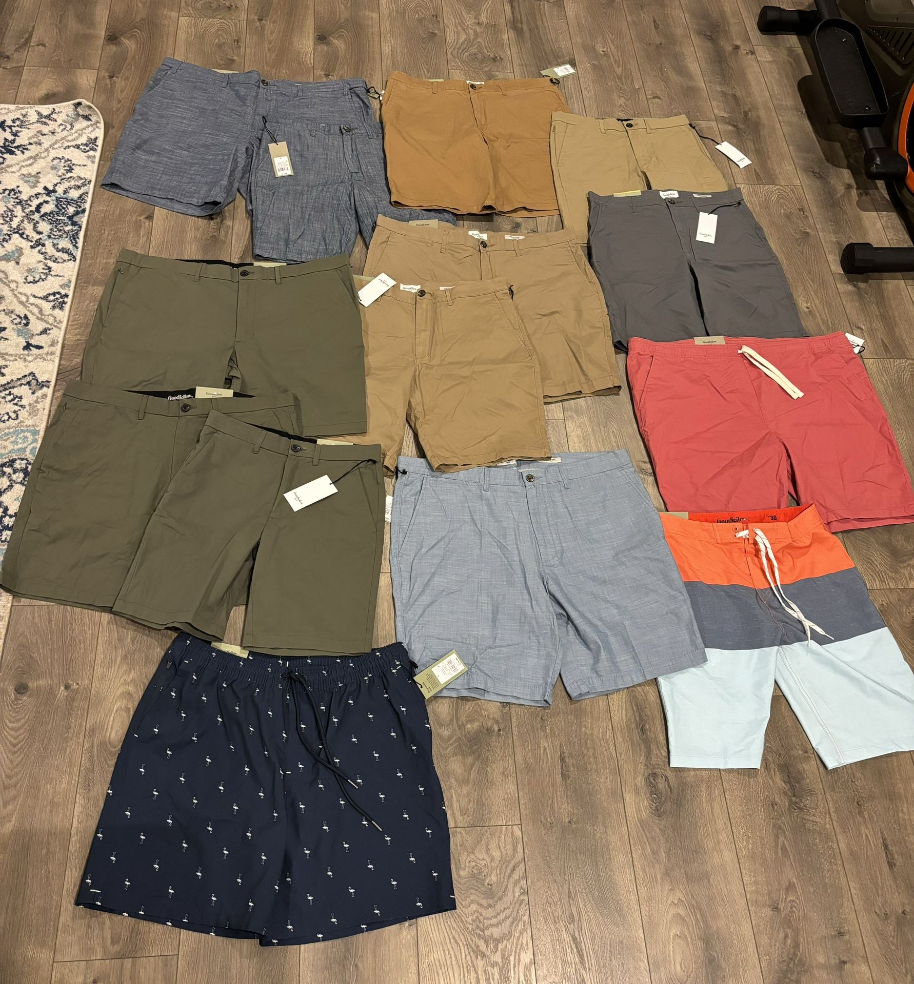 Men’s Goodfellow & Co Flat Front Chino Shorts Lot of 14 Size 30/44 NWT