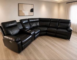 BLACK LEATHER RECLINER SECTIONAL W/ LED’s & SPEAKERS 🔊
