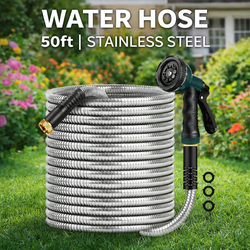 50 ft  flexible  stainless steel water hose. garden hose.
