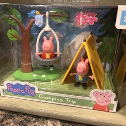 NEW Jazwares Peppa Pig & George CAMPING TRIP Tent Tire Swing Figures
