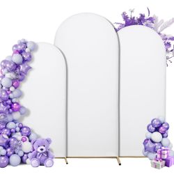 SUKAIKEQA 3-Piece Arch Cover Bundle – 7.2FT, 6.6FT & 6FT Stretch Spandex Backdrop Set – Wedding, Birthday & Photo Booth Arch Covers for Every Event
