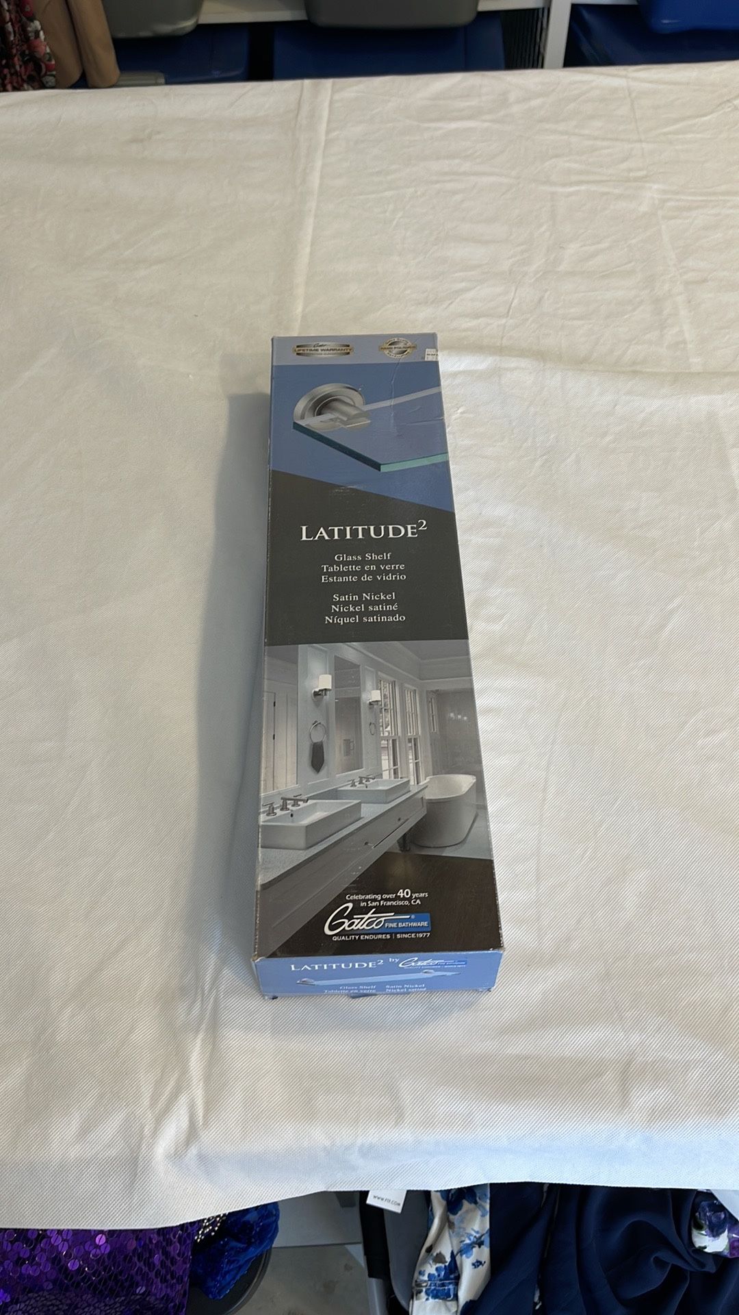 Bathroom Glass Shelf With Satin Nickel Finish 