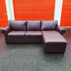 Brown Leather Sectional Couch - Free Delivery