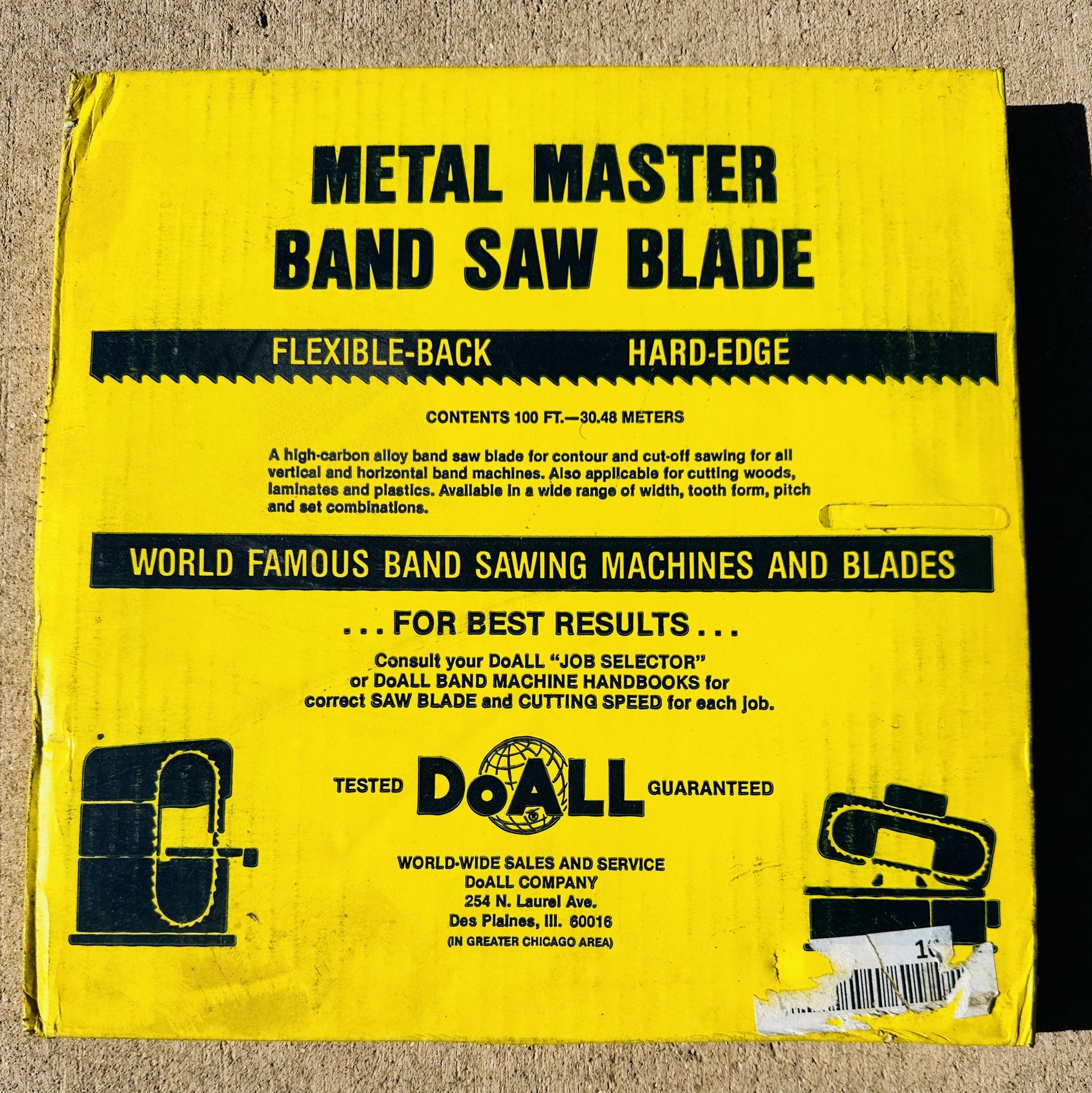 Do-All Band Saw Blade 335-505 Spec 1/2” W, 6 C Pitch, .025 Gage, R Set, 100ft