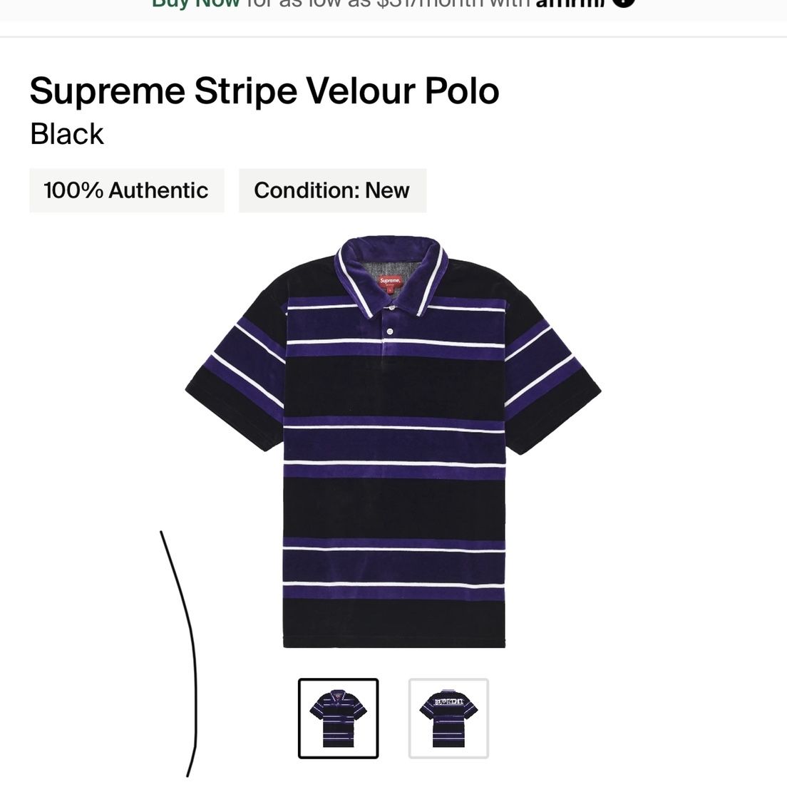 Supreme Striped Velour Polo for Sale in San Diego, CA - OfferUp