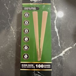HEMPER King Size Unbleached Cones, with 100 natural brown paper cones