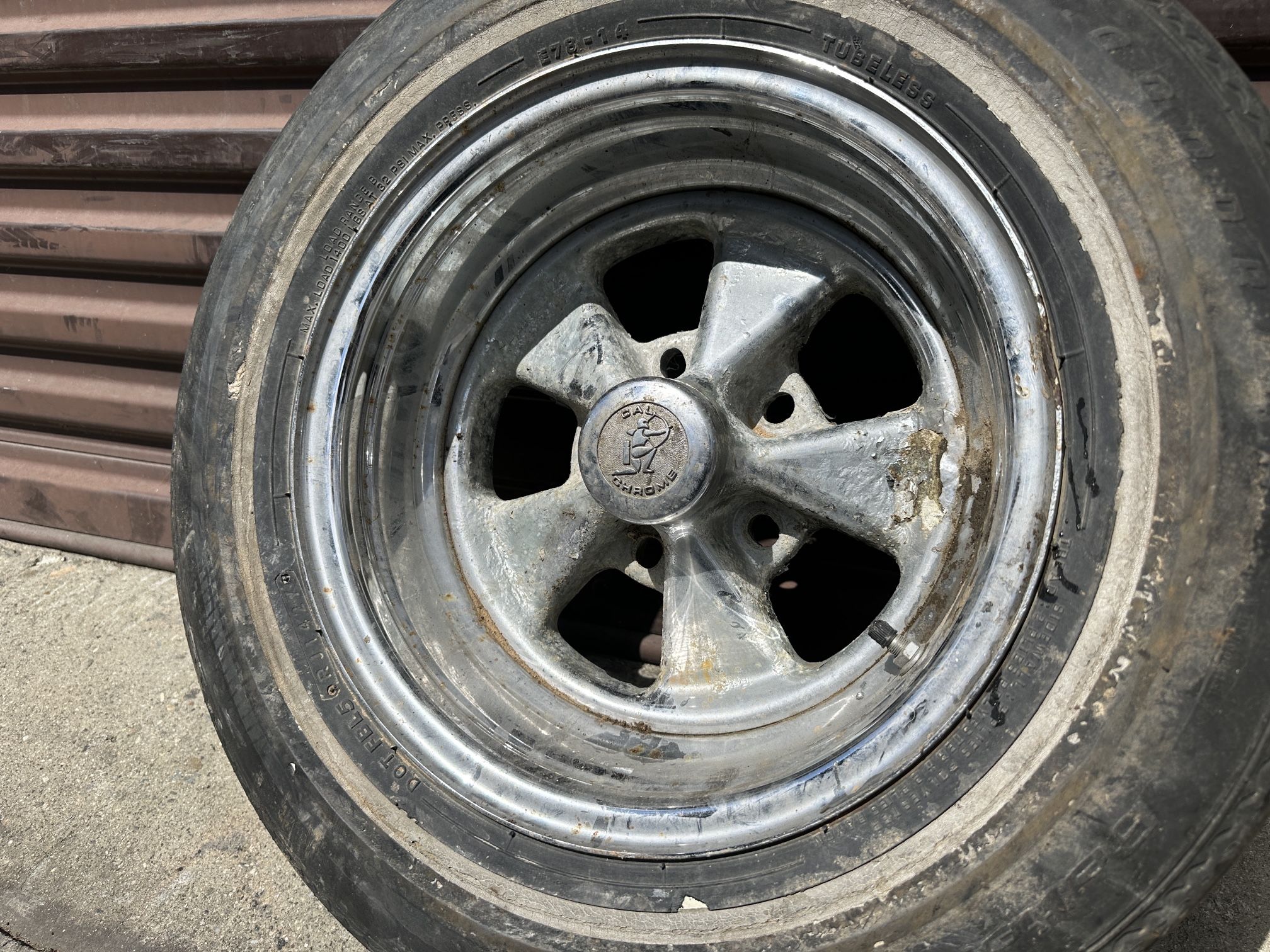 One 14x6 Cal Chrome rim. Like Cragar SS for Classic GM cars and trucks 