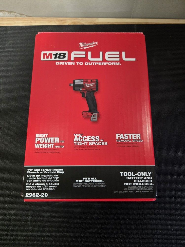 NEW Milwaukee M18 FUEL Gen-2 18V Brushless Mid-Torque 1/2 in. Impact Wrench  2962-20, No Battery