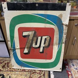 Vintage Double Sided Metal 7 Up Sign
