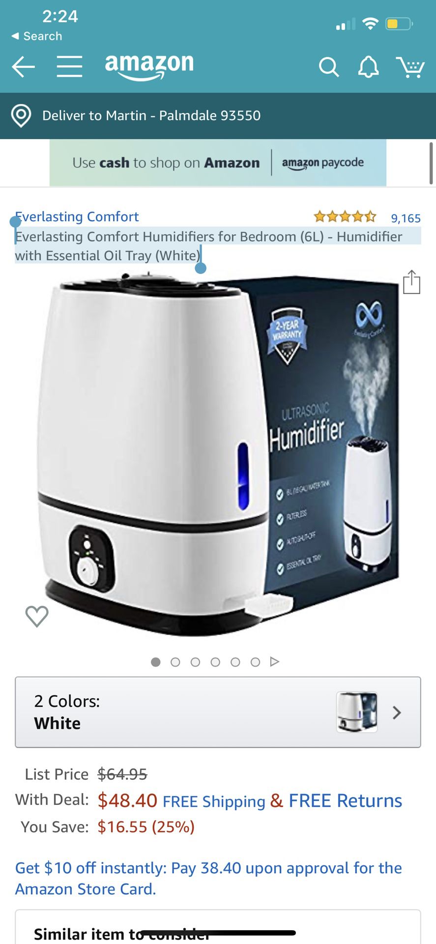 Everlasting Comfort Humidifiers for Bedroom (6L) - Humidifier with Essential Oil Tray (White)