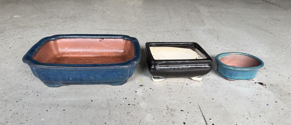 Set of 3 Ceramic Bonsai Planters