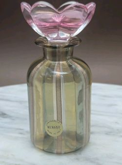 Murano Campanella Perfume Bottle Vintage Pink Gold 4.5"