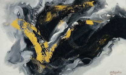 Black Gold & White Original Abstract Painting