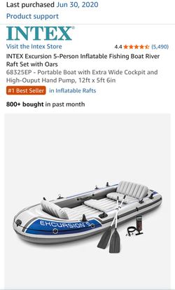 INTEX Excursion 5-Person Inflatable Fishing Boat River Raft Set with Oars