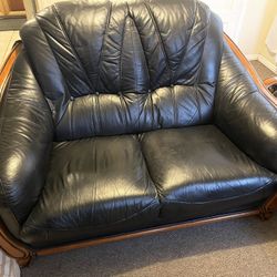 Black Leather Couch And Love Seat