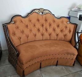 Baroque High back settee 50" high, 74" across