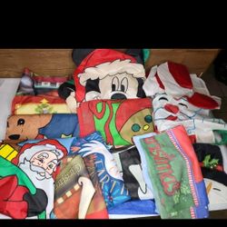vintage Christmas flags/ banners seasonal lot Plus Mickey